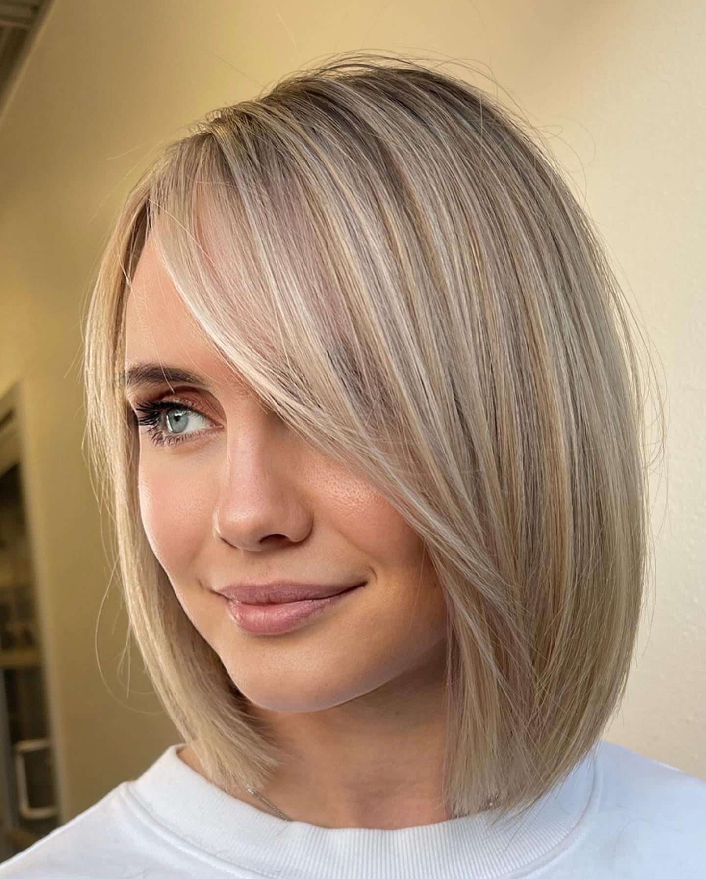 Soft Bob with Delicate Side Bangs