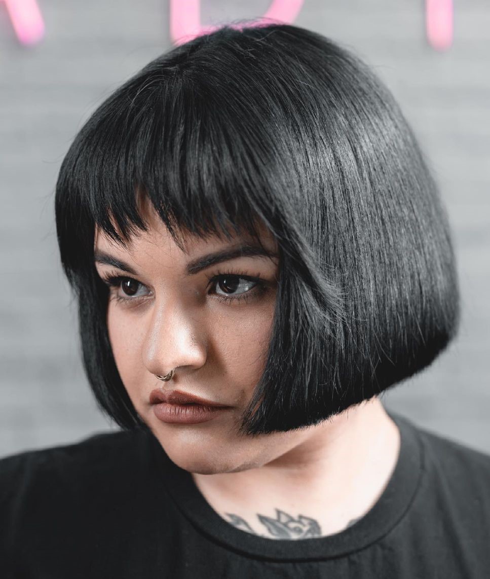 Dramatic Short Blunt Bob with Jagged Bangs