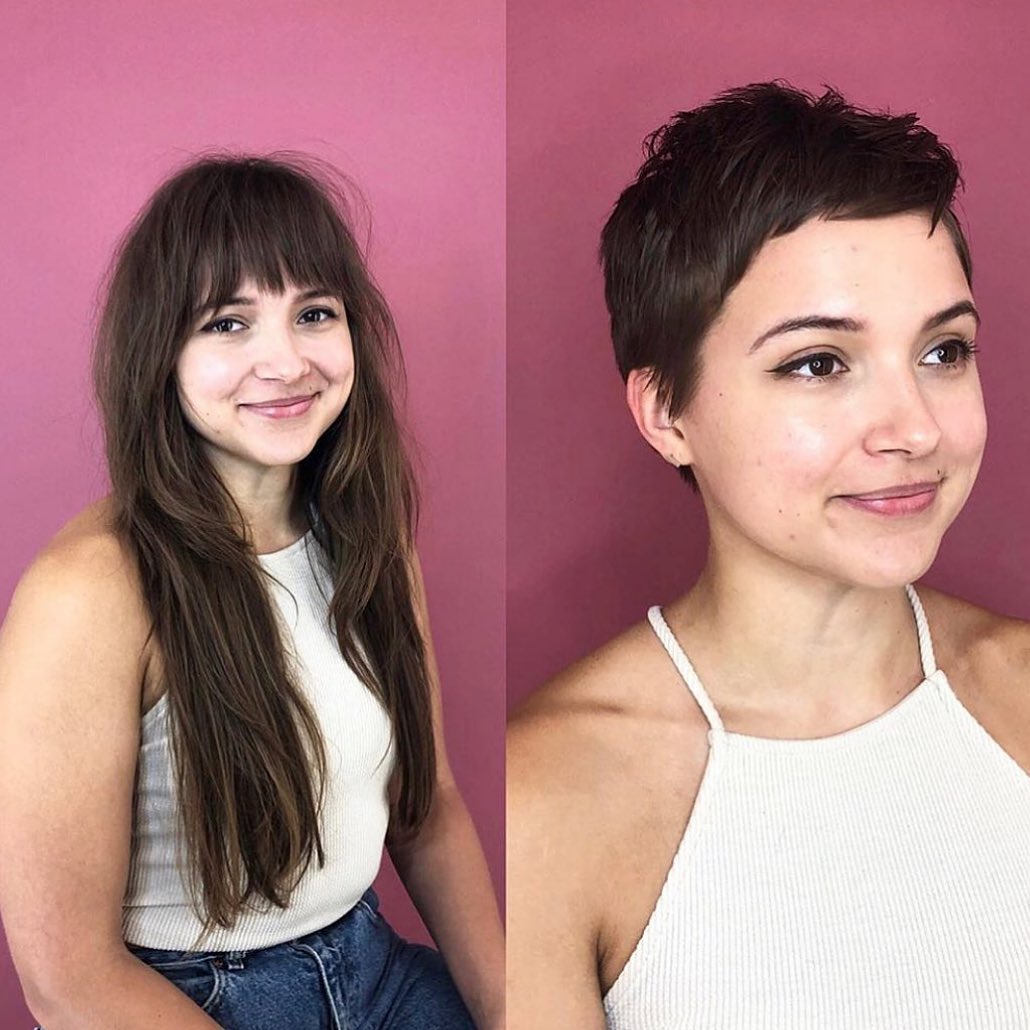 Long to Short Hair Makeover for a Round Face